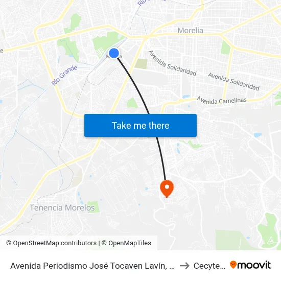 Avenida Periodismo José Tocaven Lavín, 753 to Cecytem map