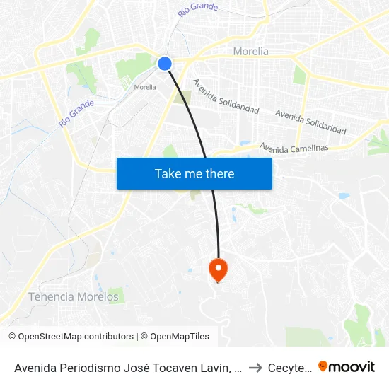 Avenida Periodismo José Tocaven Lavín, 131 to Cecytem map