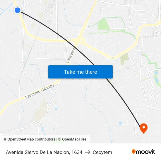 Avenida Siervo De La Nacion, 1634 to Cecytem map