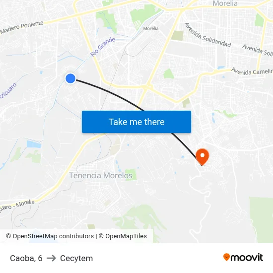 Caoba, 6 to Cecytem map