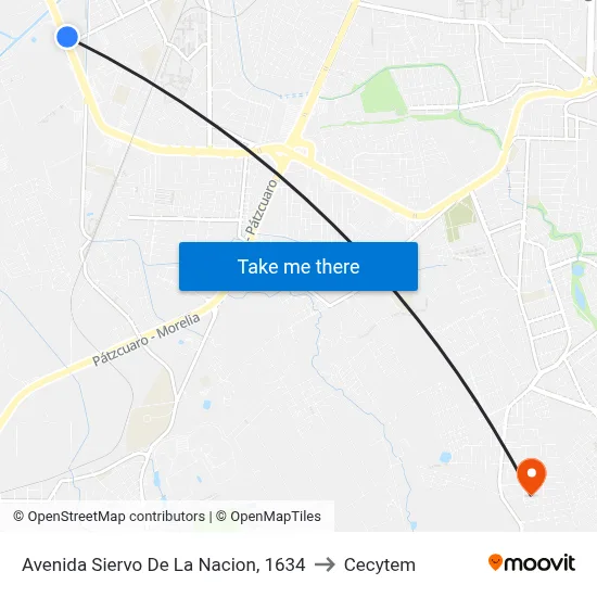 Avenida Siervo De La Nacion, 1634 to Cecytem map