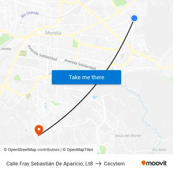 Calle Fray Sebastián De Aparicio, Lt8 to Cecytem map