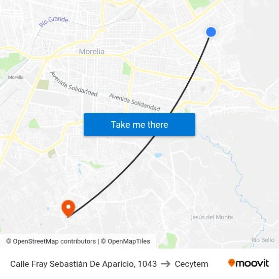 Calle Fray Sebastián De Aparicio, 1043 to Cecytem map