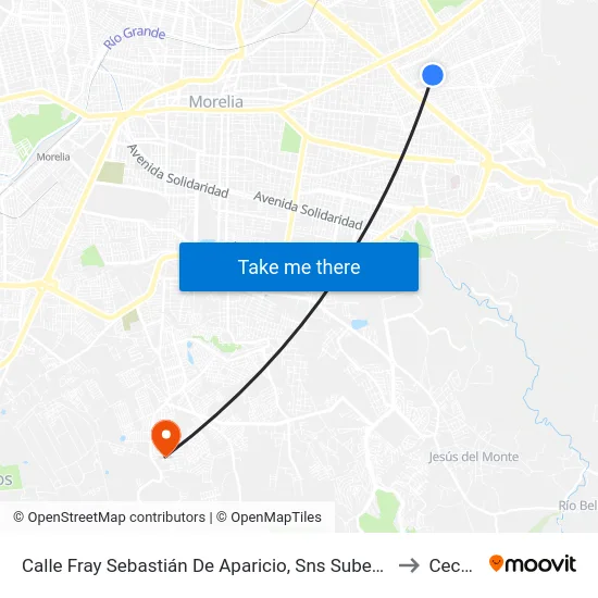 Calle Fray Sebastián De Aparicio, Sns Subestacion Abastos Cfe to Cecytem map