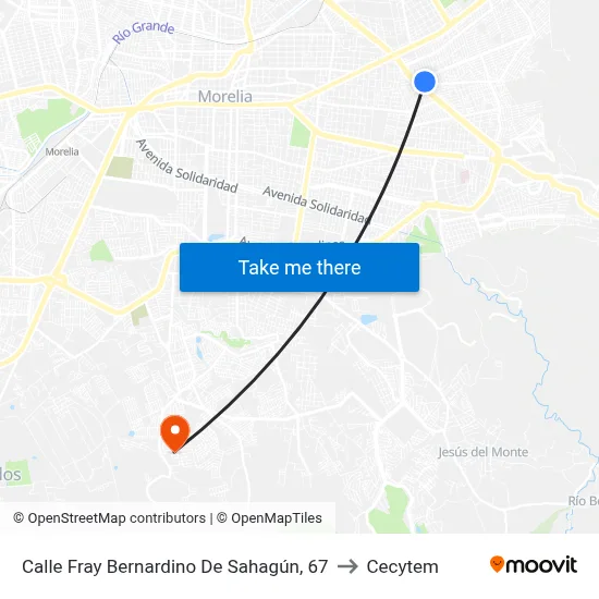 Calle Fray Bernardino De Sahagún, 67 to Cecytem map