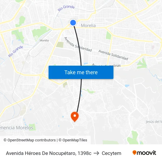 Avenida Héroes De Nocupétaro, 1398c to Cecytem map