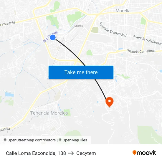 Calle Loma Escondida, 138 to Cecytem map
