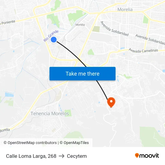 Calle Loma Larga, 268 to Cecytem map