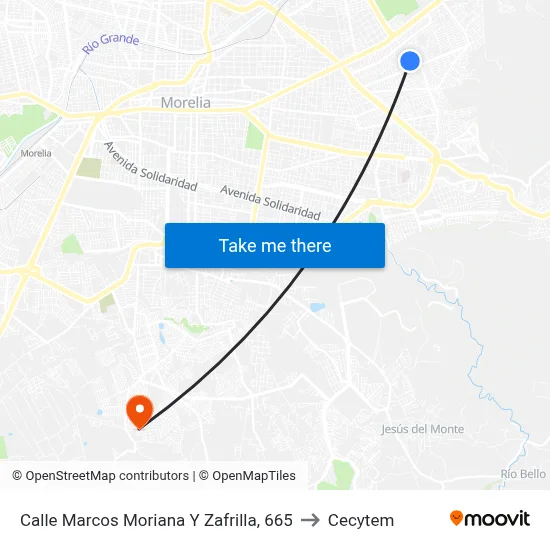 Calle Marcos Moriana Y Zafrilla, 665 to Cecytem map