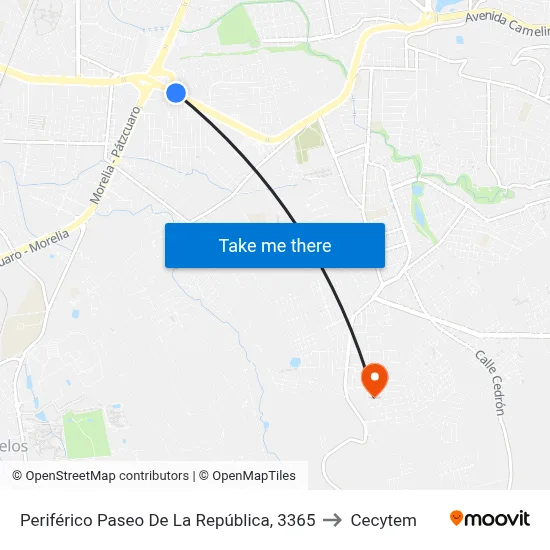 Periférico Paseo De La República, 3365 to Cecytem map