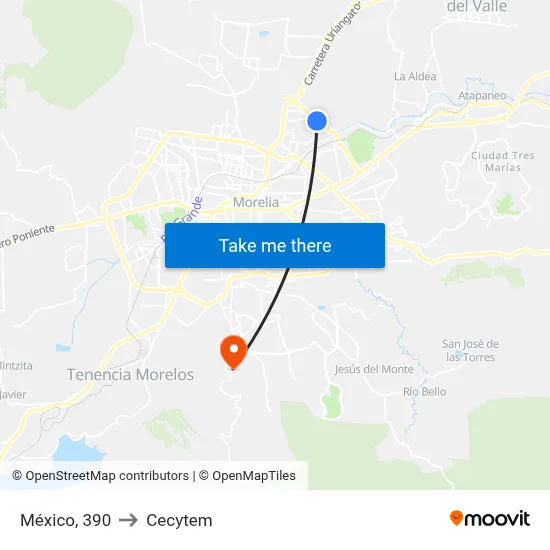 México, 390 to Cecytem map