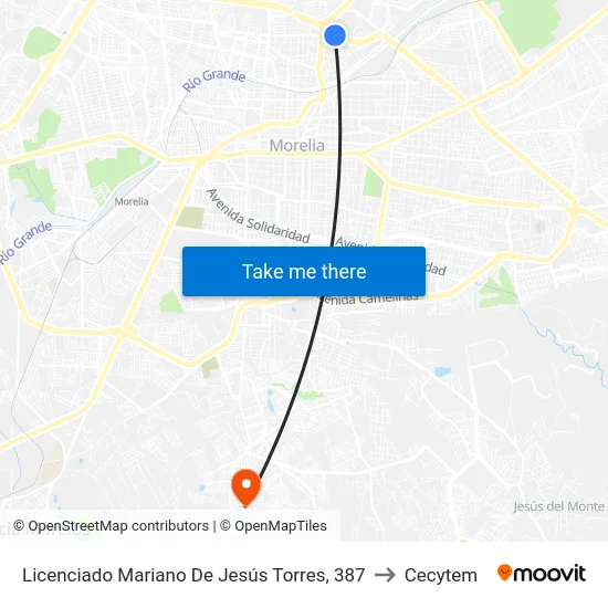 Licenciado Mariano De Jesús Torres, 387 to Cecytem map