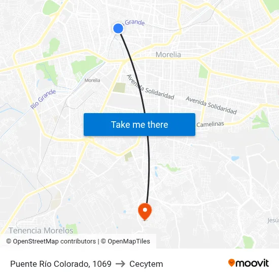 Puente Río Colorado, 1069 to Cecytem map