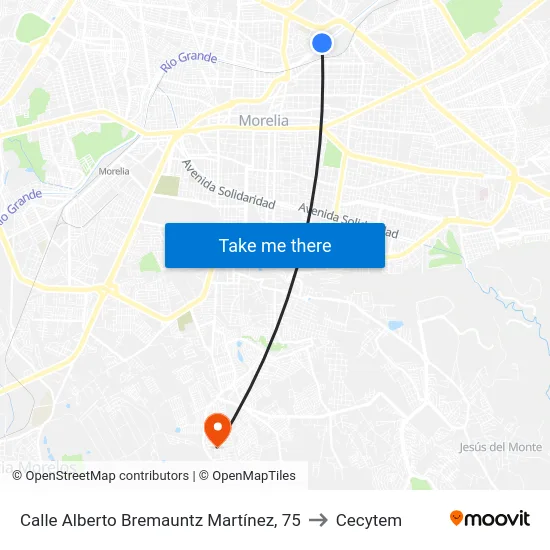 Calle Alberto Bremauntz Martínez, 75 to Cecytem map