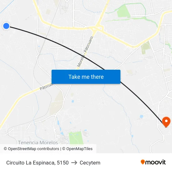 Circuito La Espinaca, 5150 to Cecytem map