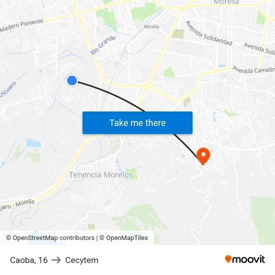 Caoba, 16 to Cecytem map