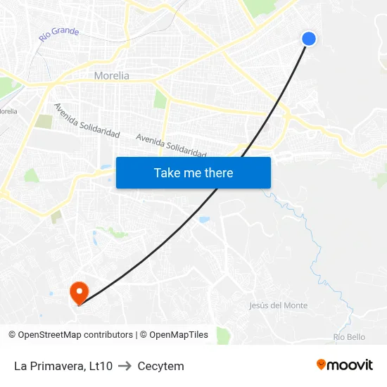 La Primavera, Lt10 to Cecytem map