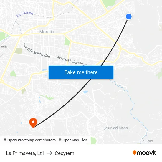 La Primavera, Lt1 to Cecytem map