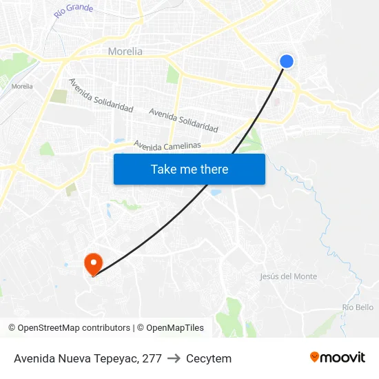 Avenida Nueva Tepeyac, 277 to Cecytem map