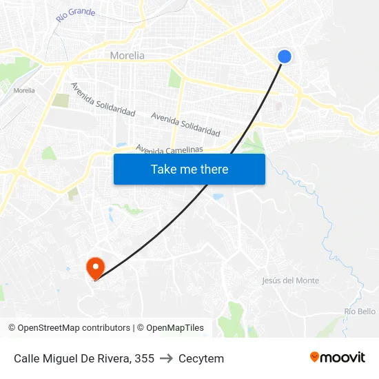 Calle Miguel De Rivera, 355 to Cecytem map