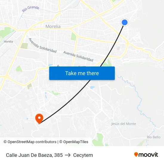 Calle Juan De Baeza, 385 to Cecytem map