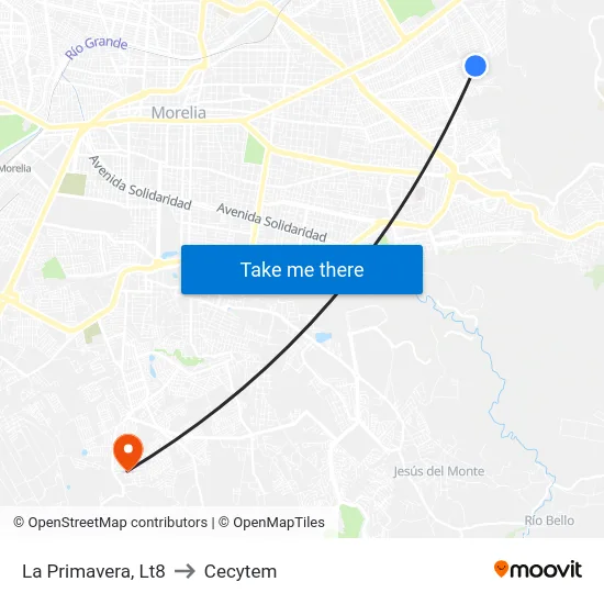 La Primavera, Lt8 to Cecytem map