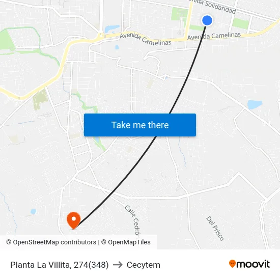Planta La Villita, 274(348) to Cecytem map