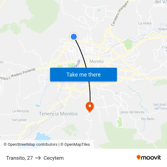 Transito, 27 to Cecytem map