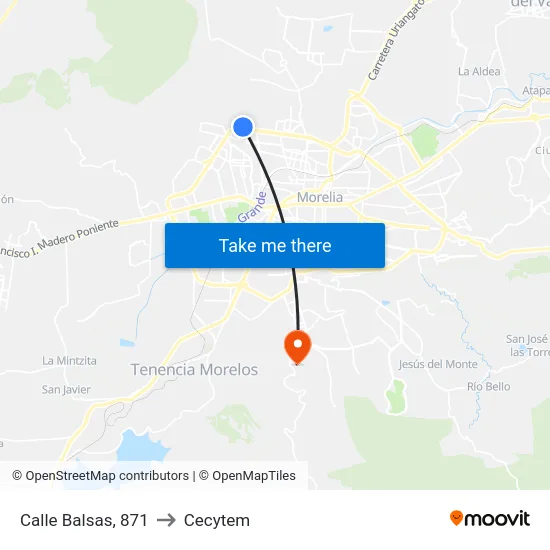 Calle Balsas, 871 to Cecytem map