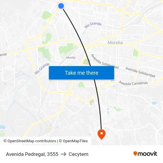 Avenida Pedregal, 3555 to Cecytem map