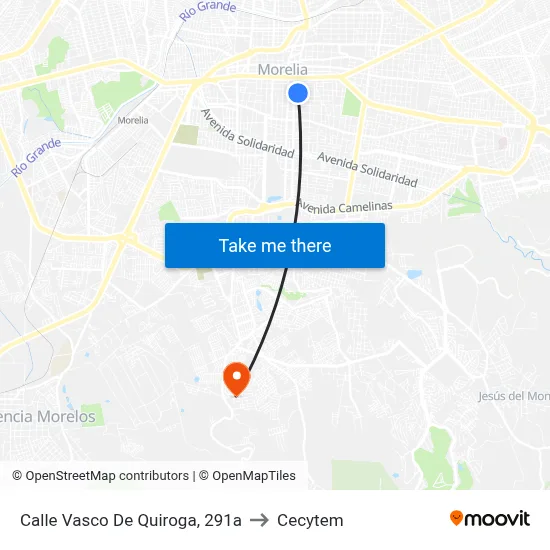 Calle Vasco De Quiroga, 291a to Cecytem map