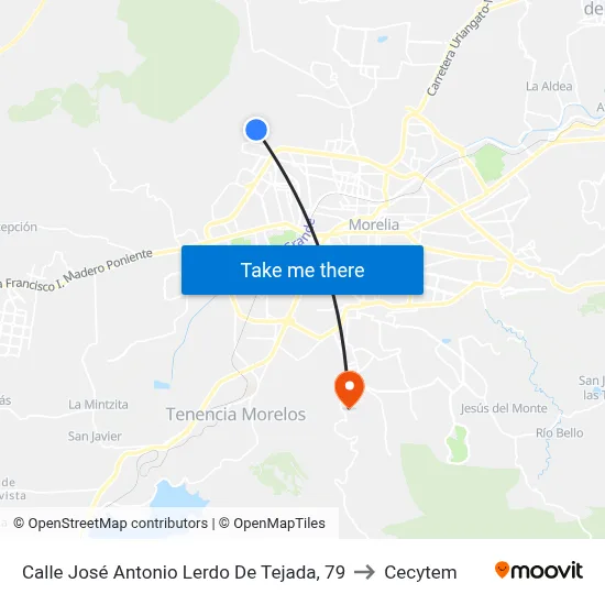 Calle José Antonio Lerdo De Tejada, 79 to Cecytem map