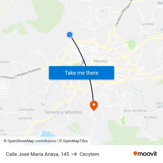 Calle José María Anaya, 145 to Cecytem map