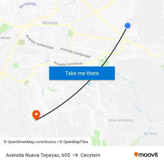 Avenida Nueva Tepeyac, 605 to Cecytem map