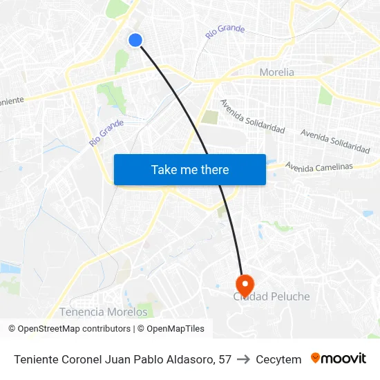 Teniente Coronel Juan Pablo Aldasoro, 57 to Cecytem map