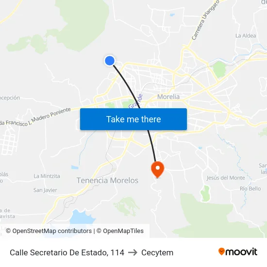 Calle Secretario De Estado, 114 to Cecytem map