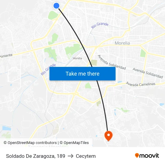 Soldado De Zaragoza, 189 to Cecytem map