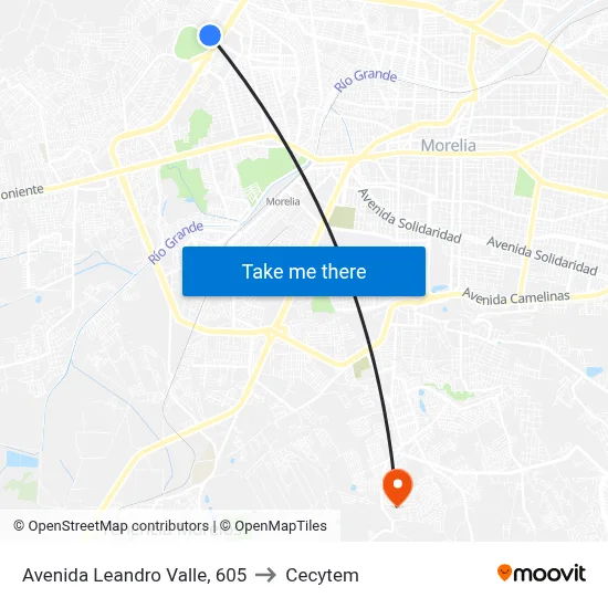 Avenida Leandro Valle, 605 to Cecytem map