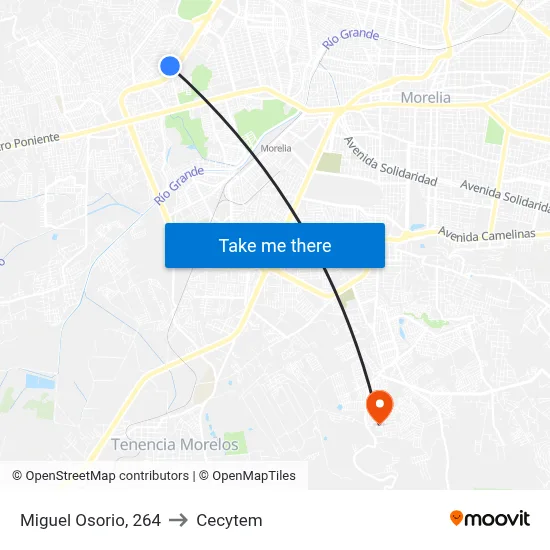 Miguel Osorio, 264 to Cecytem map