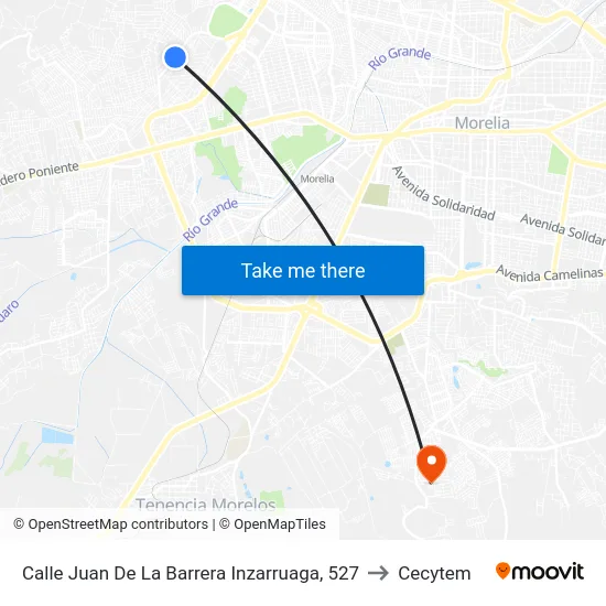 Calle Juan De La Barrera Inzarruaga, 527 to Cecytem map