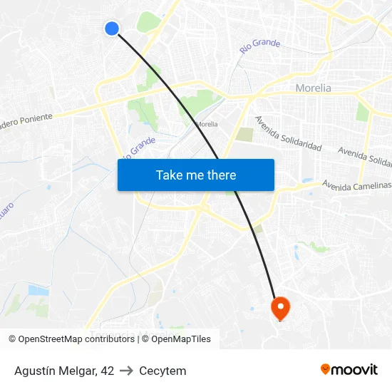 Agustín Melgar, 42 to Cecytem map
