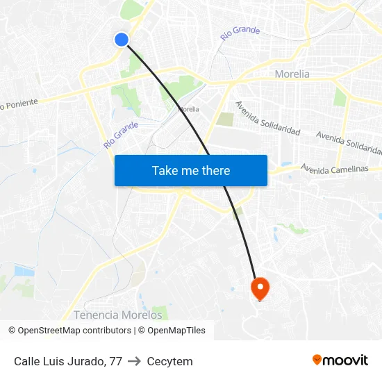 Calle Luis Jurado, 77 to Cecytem map