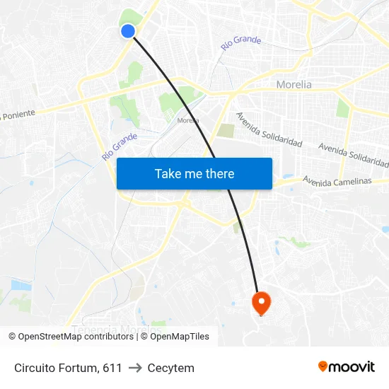 Circuito Fortum, 611 to Cecytem map