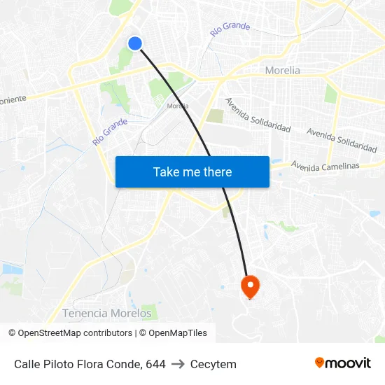 Calle Piloto Flora Conde, 644 to Cecytem map