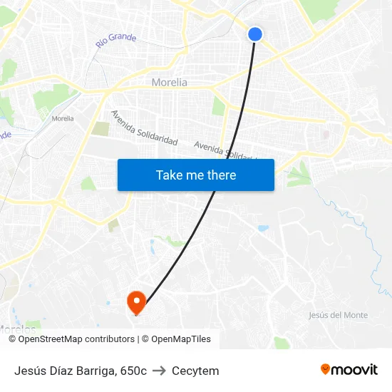 Jesús Díaz Barriga, 650c to Cecytem map