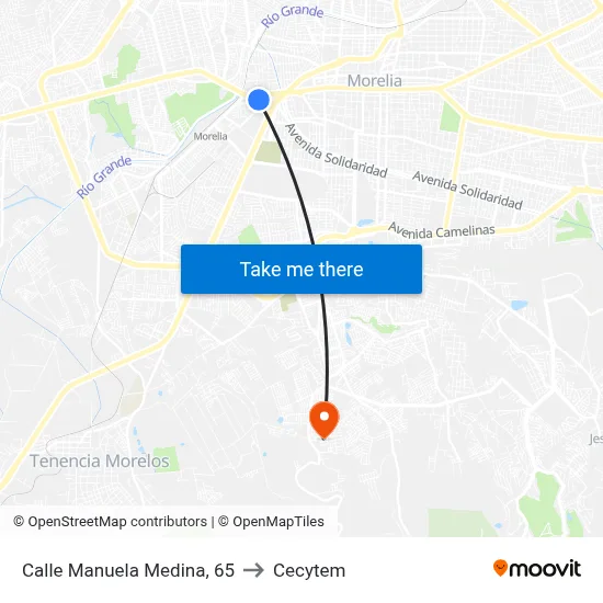 Calle Manuela Medina, 65 to Cecytem map