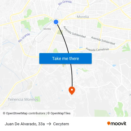 Juan De Alvarado, 33a to Cecytem map