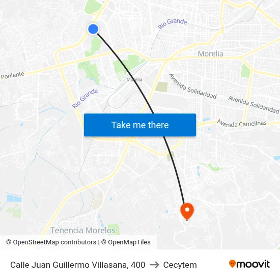 Calle Juan Guillermo Villasana, 400 to Cecytem map