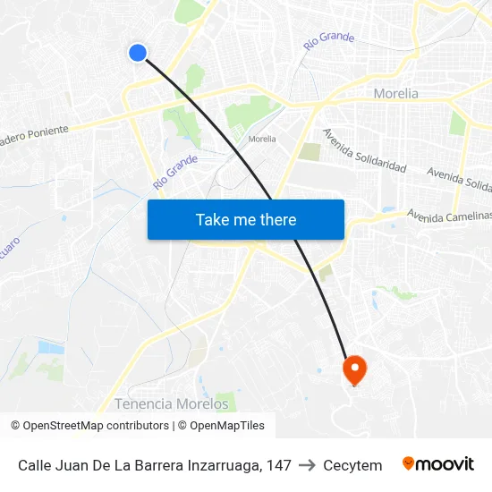 Calle Juan De La Barrera Inzarruaga, 147 to Cecytem map