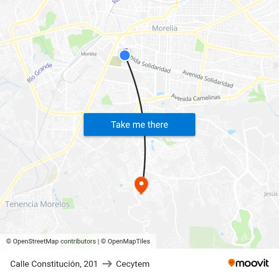 Calle Constitución, 201 to Cecytem map